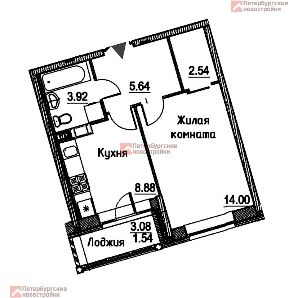 АН «Петербургские Новостройки» | Купить 1 к.кв. 36.52 м2 в новостройке от  застройщика в ЖК Ariosto у метро Комендантский проспект, Пионерская, Старая  деревня